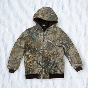 Boys Carhartt Green/Brown Realtree Camo Hunting Coat Jacket-Size XL 18-20